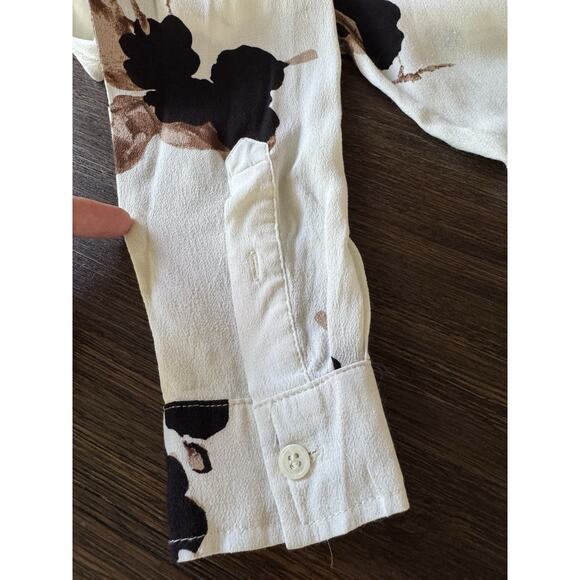 Ganni Blouse Shirt Ryder Crepe Floral Print Relaxed Fall Colors S - Picture 14 of 15